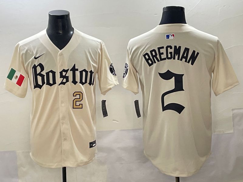 Men 2025 Boston Red Sox #2 Bregman Cream Five generations Joint Name Nike MLB Jersey style 3->boston red sox->MLB Jersey